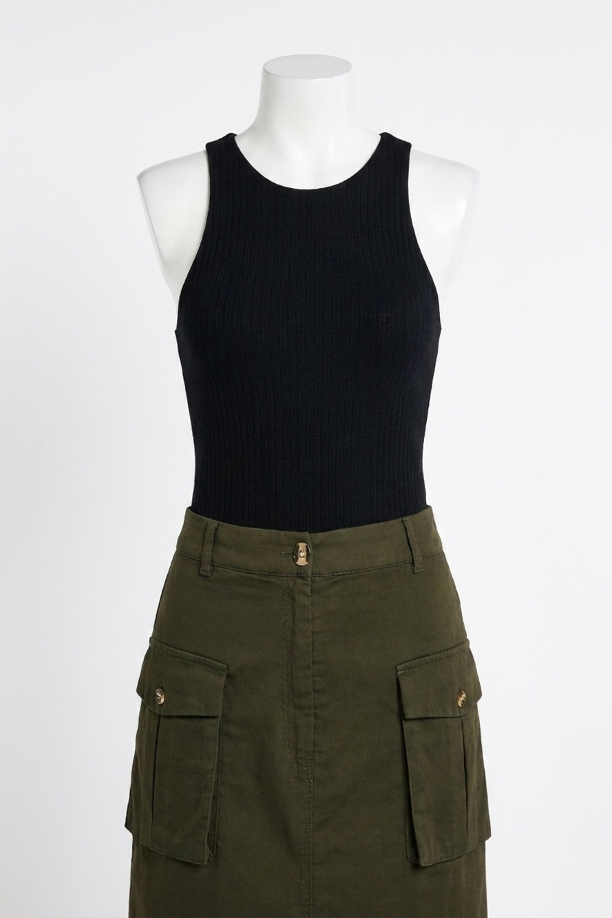 NEW APRICOT ribbed bodysuit in black